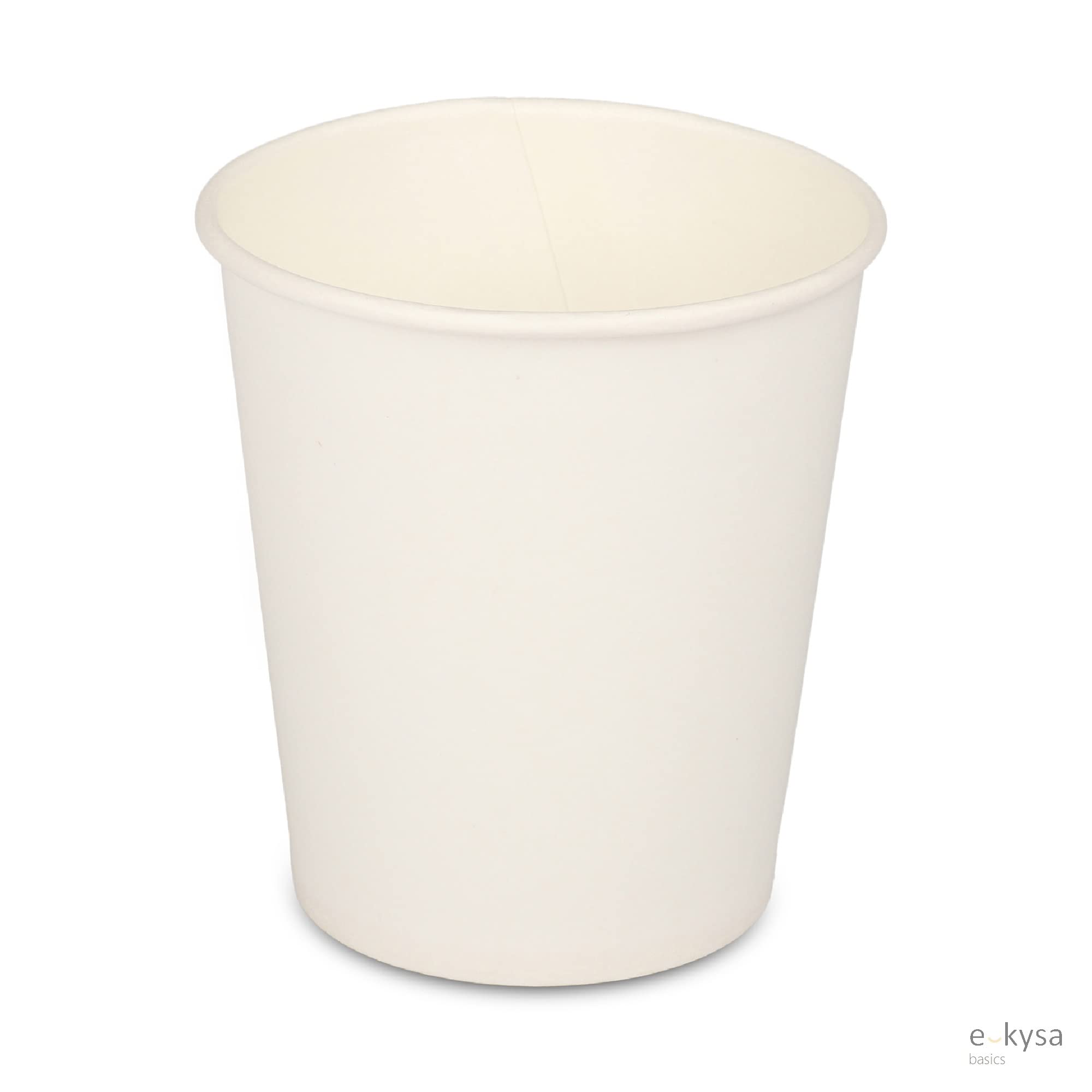 E Kysa Basics 100-Pack Disposable White Paper Tea & Coffee Cups (200ml) - Eco-Friendly Hot Drink Cups for Office, Cafes, and Home Use