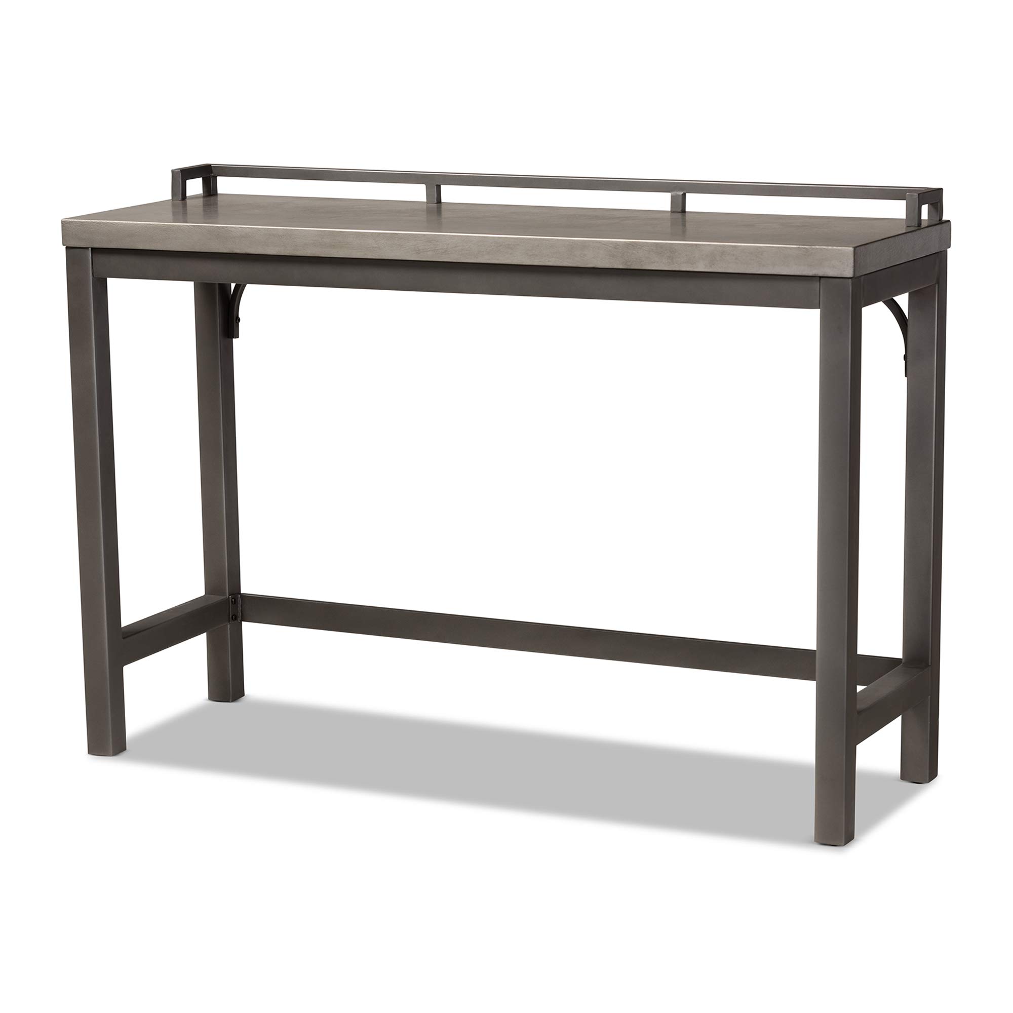 Baxton Studio Pub Table Set with 2 Stools - Modern Grey Bar Height Dining Set for Kitchen, Patio & Small Spaces