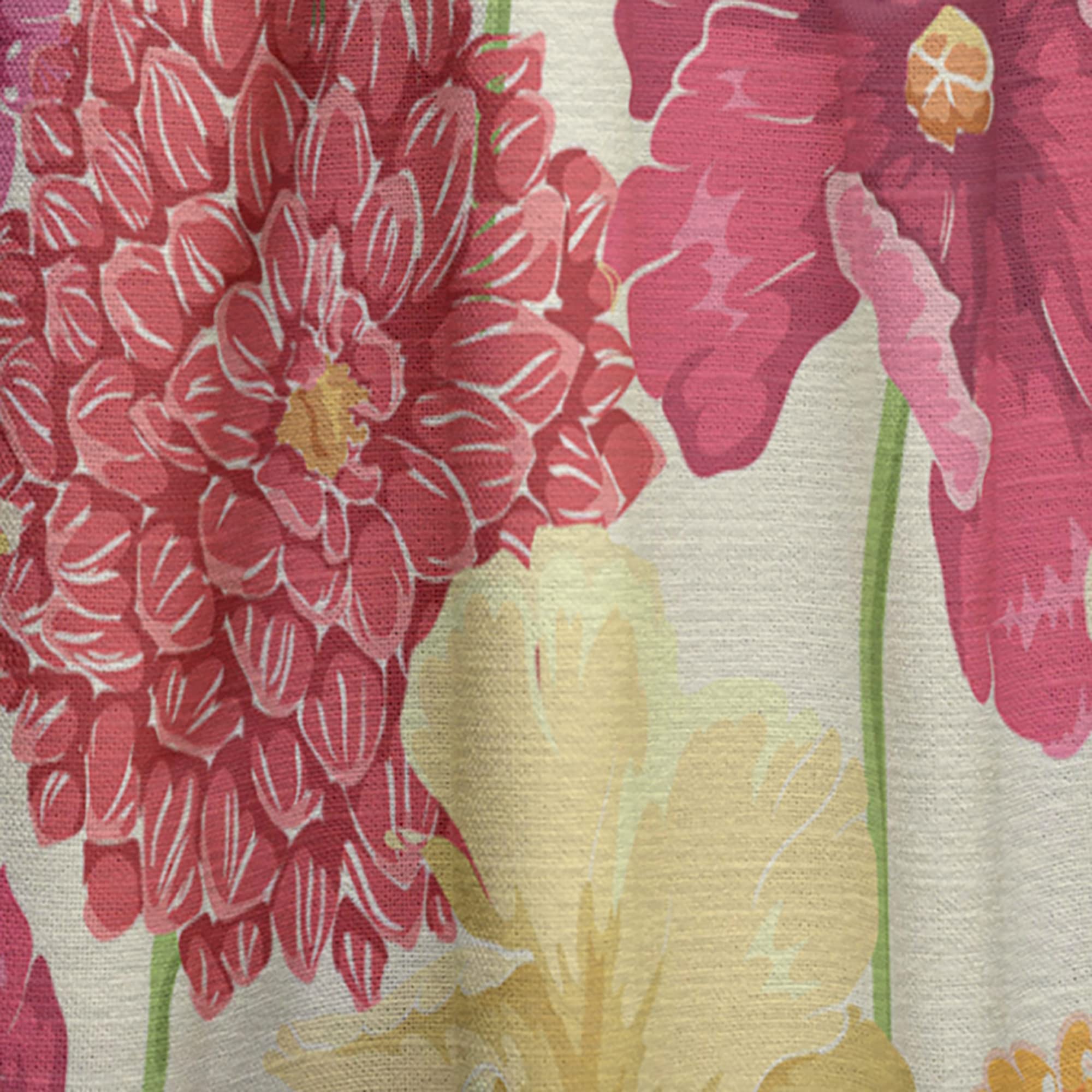 DesignQ Floral Curtains - Red, Pink & Yellow Flower Pattern - Thermal Insulated Single Panel (52x108 inches) for Bedroom & Living Room - Perfect for Home Decor & Light Blocking