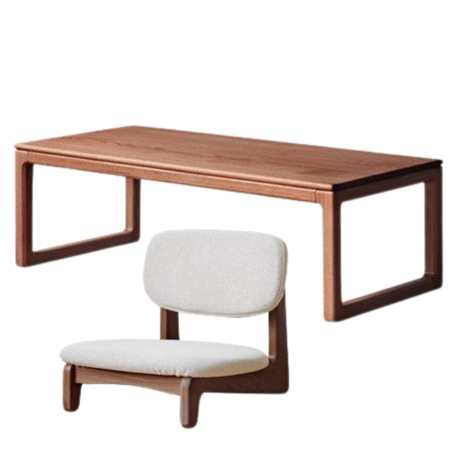 47.2x22x16.5 inch / 120x56x42 cm / Walnut Color / Oak Tea Table + chair  pcs 2
