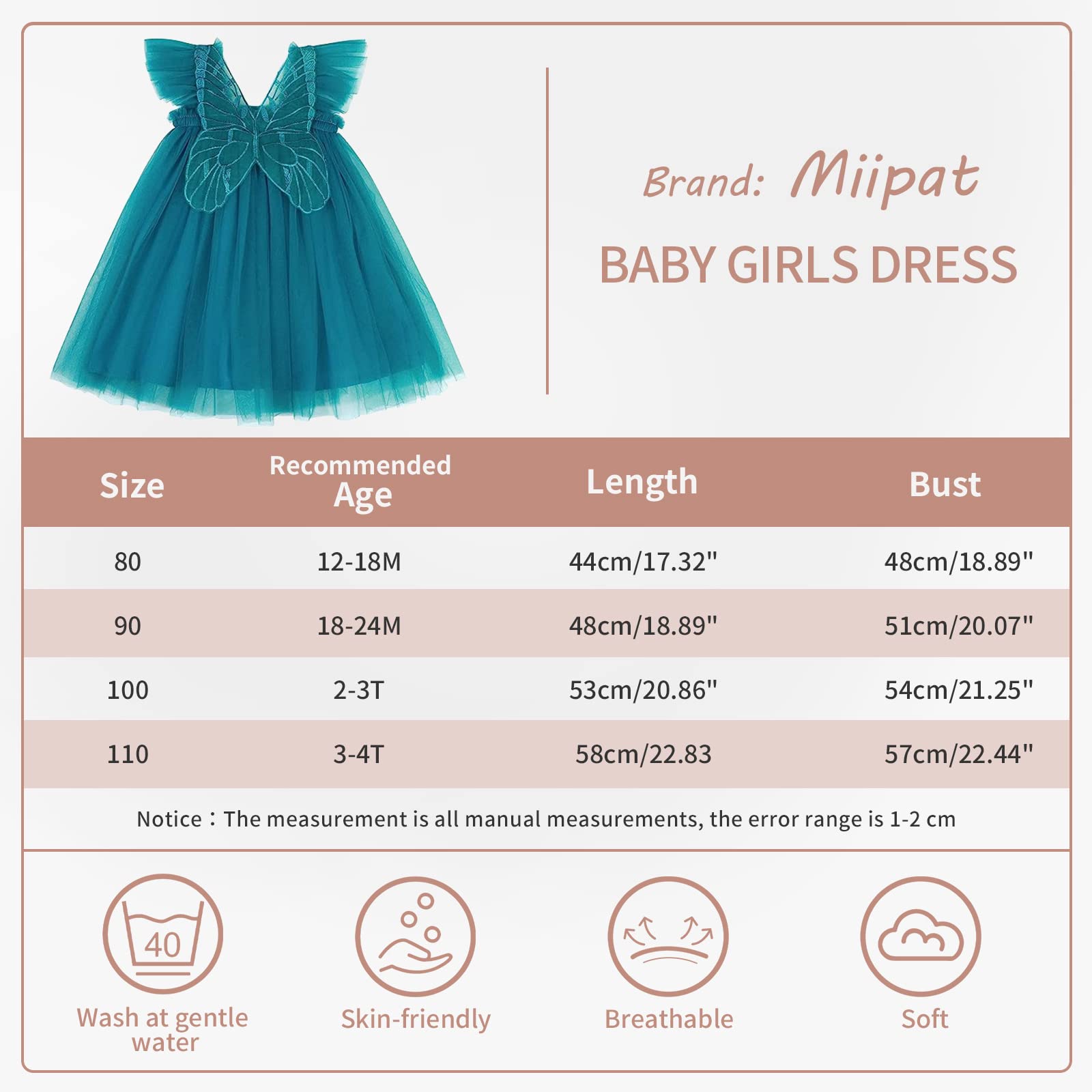 Miipat Baby Girls Tulle Dress - Sleeveless Floral Butterfly Tutu Dress for Toddlers | Birthday Party Princess Dresses | Perfect for Birthday Parties, Photo Shoots & Special Occasions