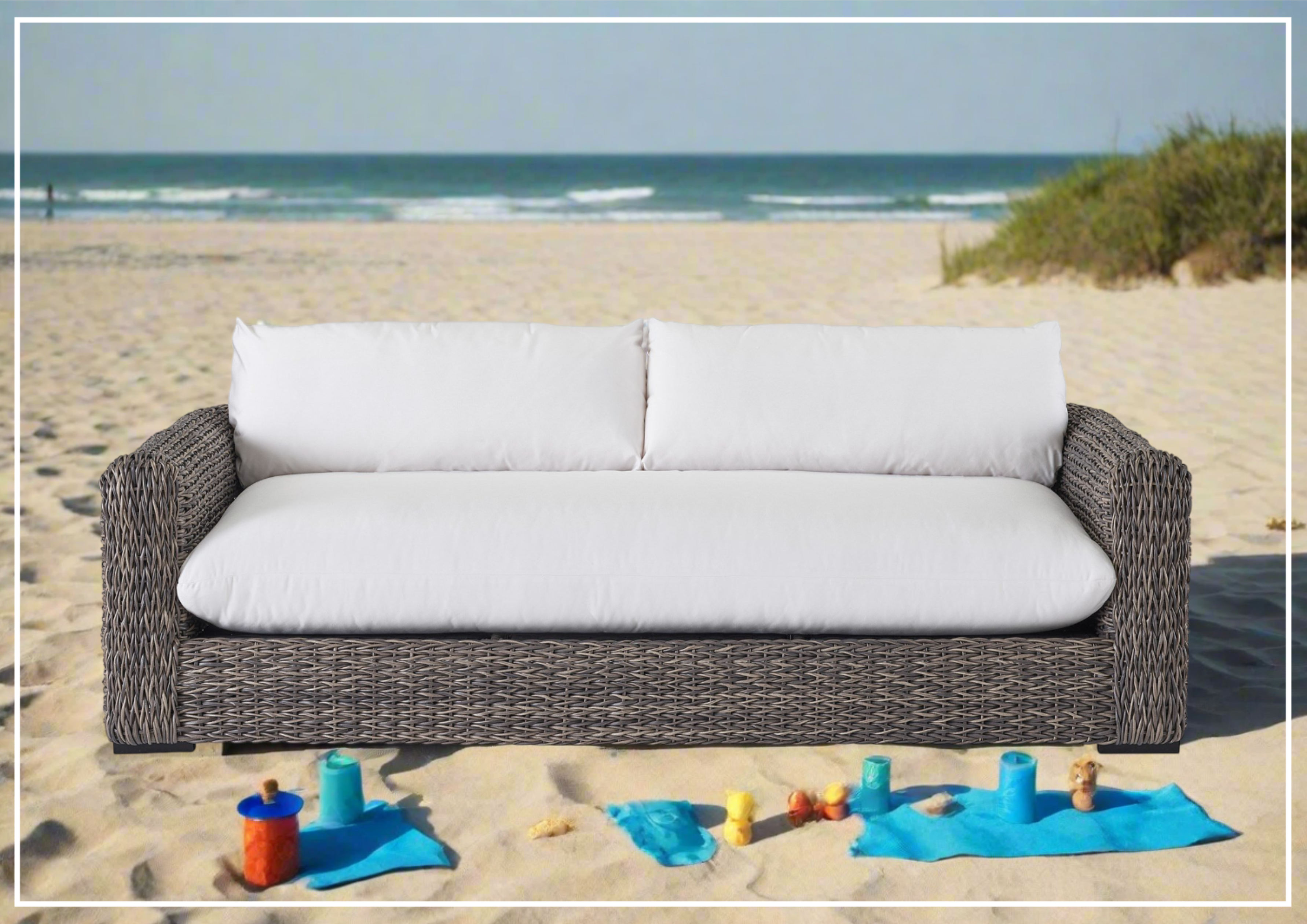 Montauk Coastal Living Outdoor Sofa - Universal Furniture for Patio, Deck, and Garden Relaxation
