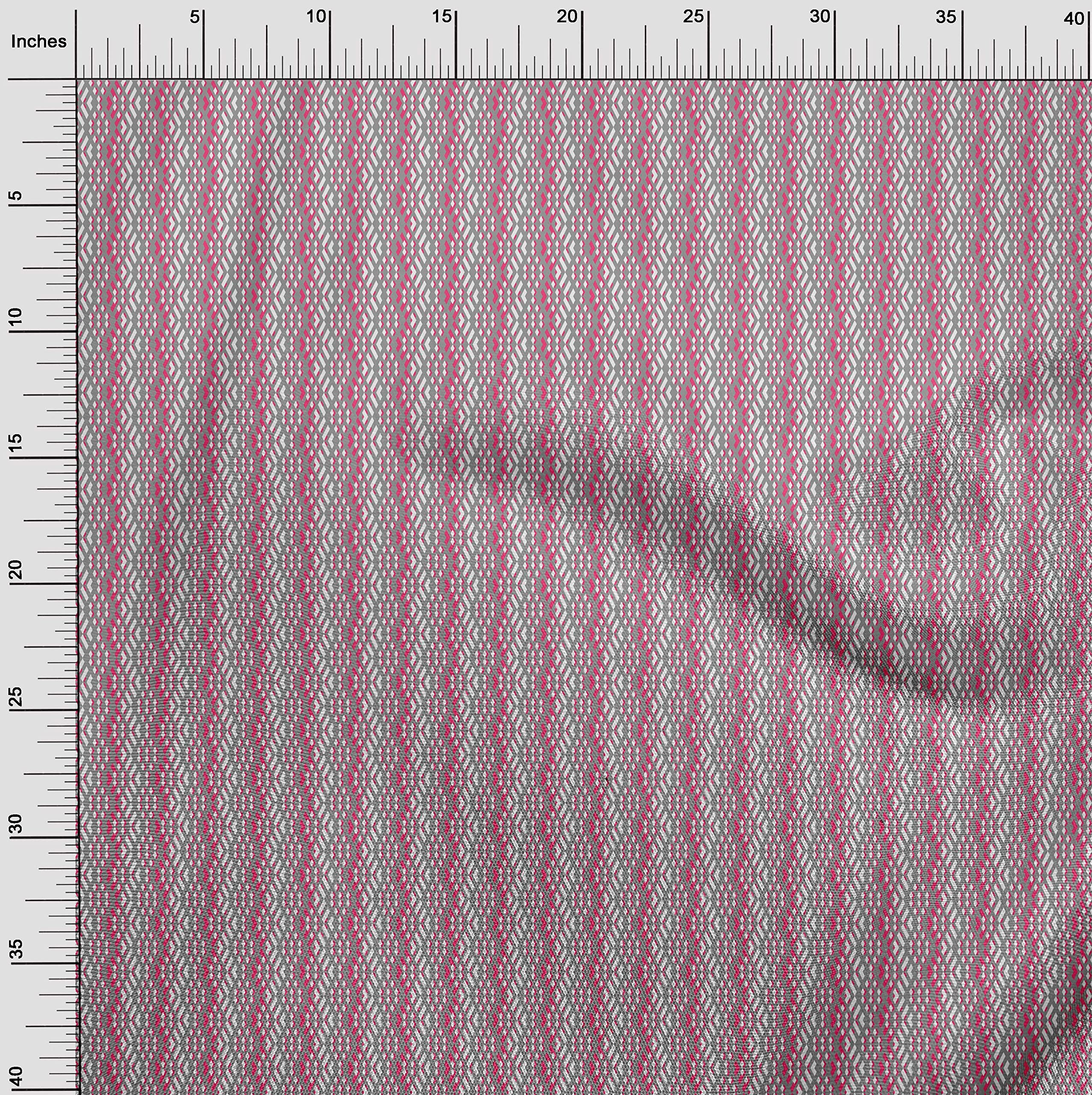oneOone Cotton Cambric Pink Geometric Print Fabric by The Yard - 56 Inch Wide Dress Material (402) | Perfect for DIY Dresses, Skirts, and Home Decor Projects