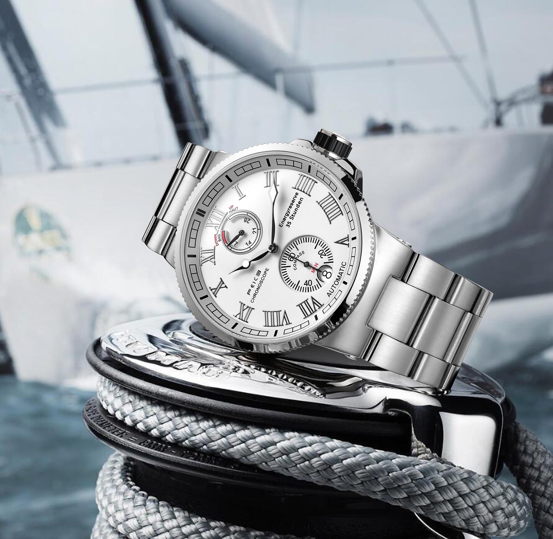FEICE Men's Automatic Mechanical Watch - Waterproof Sapphire Crystal Analog Dress Watch for Men, Sport Swimming, Casual & Business Wear - FM1405 | Perfect for Daily Use, Office, Dating & Outdoor Activities