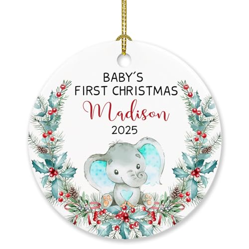 Elephant Baby's First Christmas Ornament