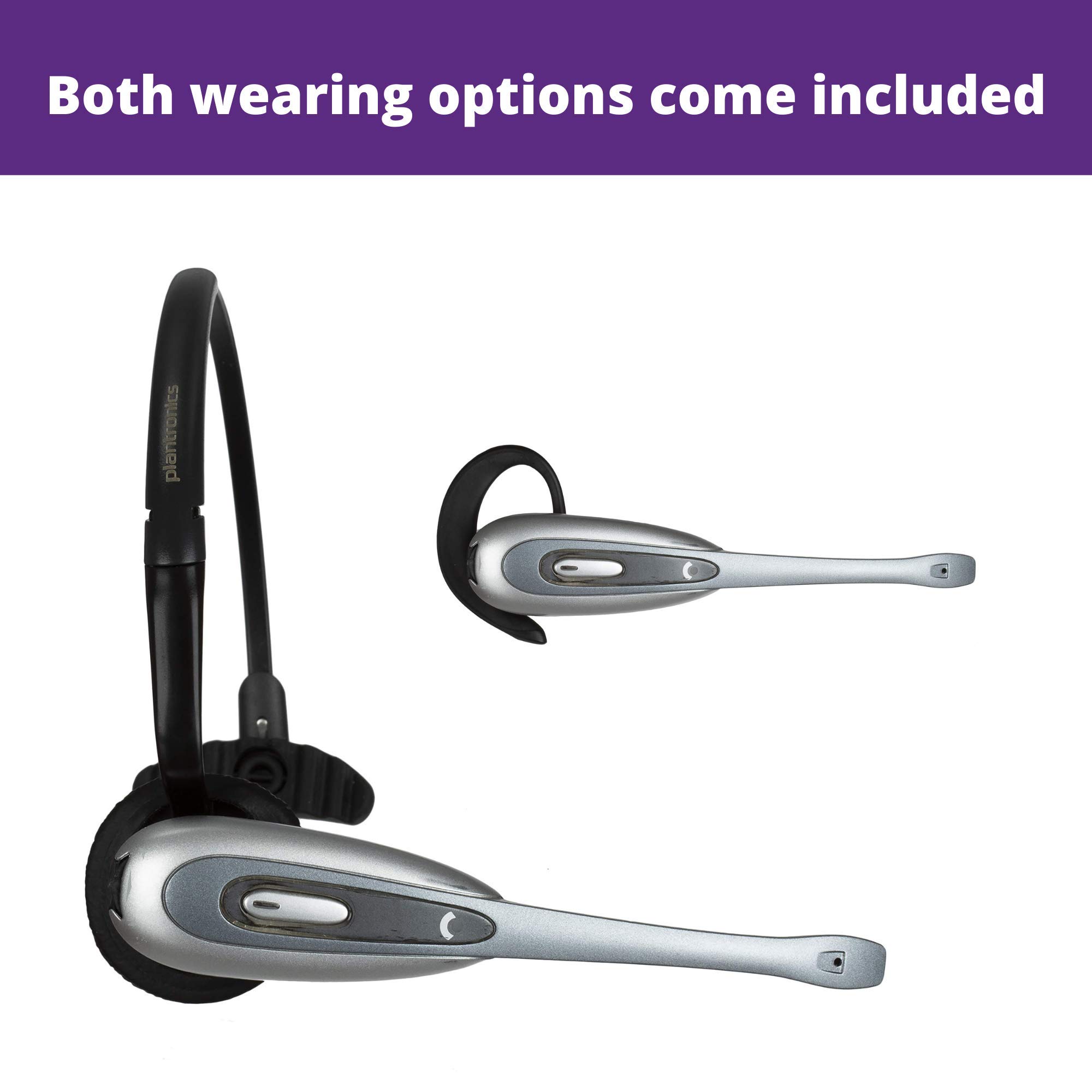 Plantronics CS55 Wireless Office Headset System Bundle with Headset Advisor Wipe (Renewed) - Noise Cancelling Headphones for Clear Calls, Remote Work & Office Communication