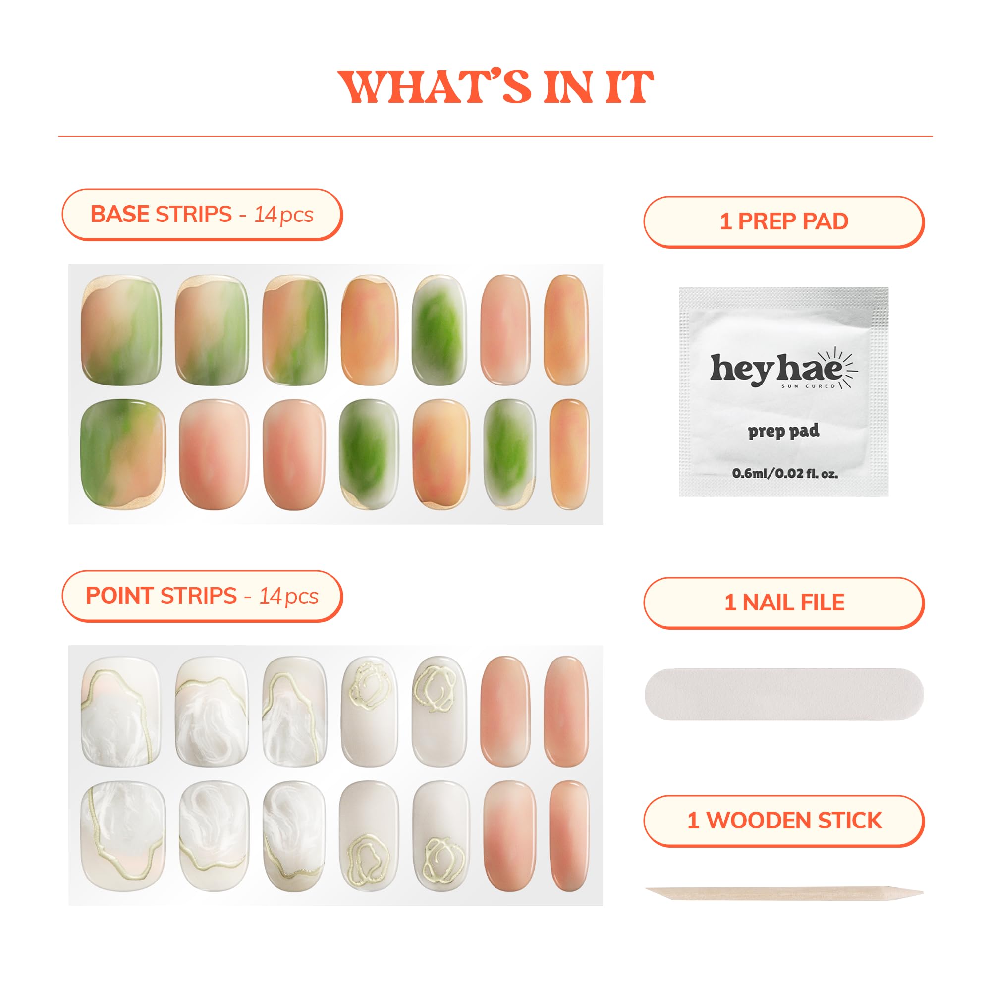 Semi Cured Gel Nail Strips - No LED Lamp Needed, Sun Cured & Easy to Apply | 28 Strips with Prep Pad, Nail File & Wooden Stick | Perfect for Home Manicures, Travel & DIY Nail Art - Hey, Chase Your Dreams