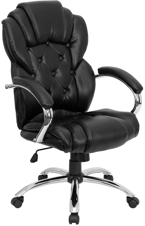 FLASH Dorothy High Back Transitional Style Black LeatherSoft Executive Swivel Office Chair with Arms - Ergonomic Desk Chair for Home Office, Conference Room & Executive Suites