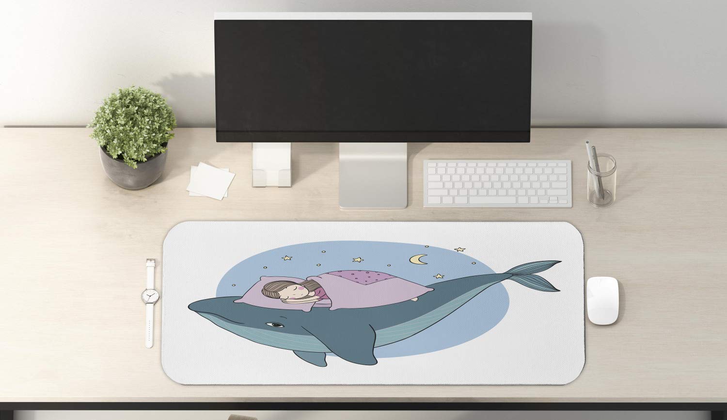 Ambesonne Whale Themed Non-Slip Gaming Mouse Pad - 31
