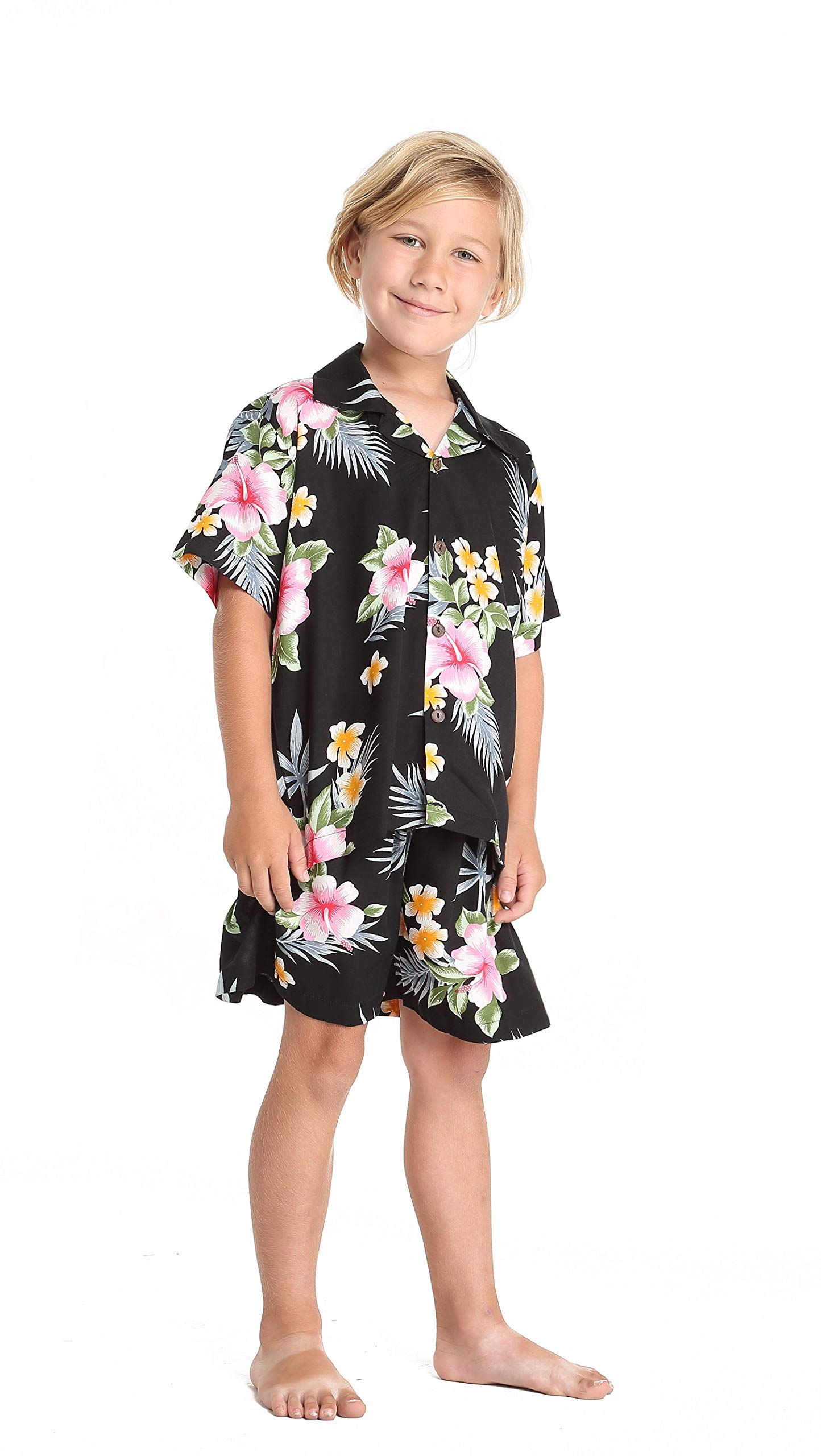 Hawaiian Luau Outfits for Family - Matching Hibiscus Print Shirts & Dresses for Men, Women, Boys & Girls | Perfect for Beach Parties, Summer Vacations & Tropical Themed Events