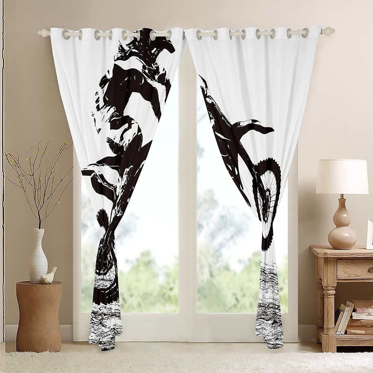 Motocross Rider Curtains for Kids - Blackout Drapes 84x84