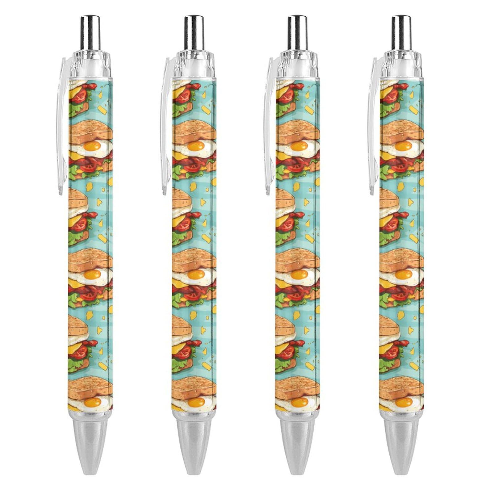 0.5mm Fine Point Retractable Ballpoint Pens - Cute Sandwich Design Round Barrel Office & School Writing Pens (1/2/4 Pack) - Perfect for Note Taking, Journaling & Gift Giving
