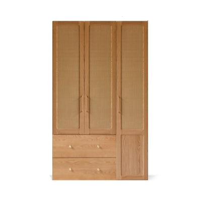 out of stock 47.2×23.2×78.7 inch / 120×59×200 cm / natural wood color / rattan door wardrobe with drawers