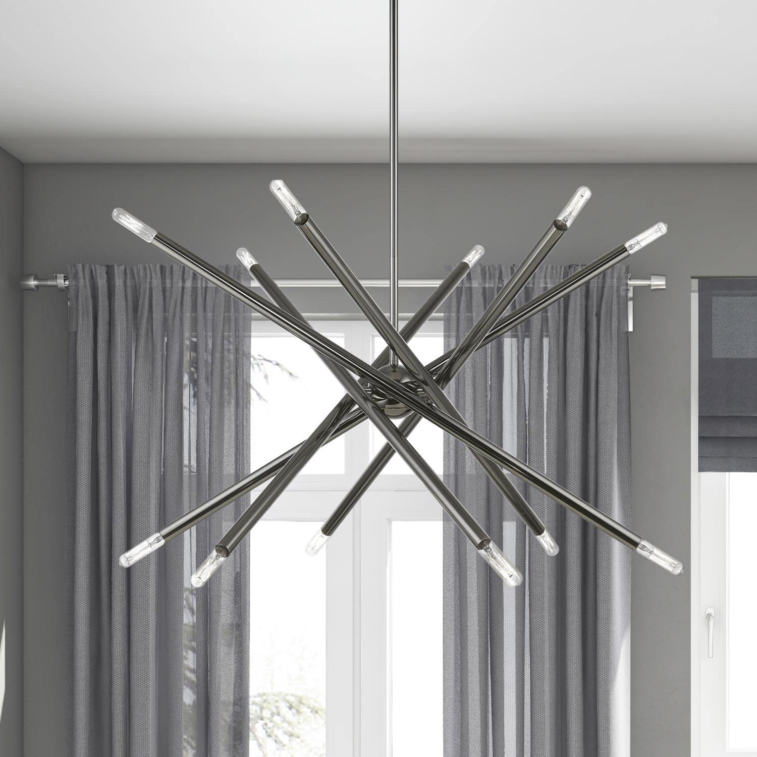 Livex Lighting 46776-46 Soho Black Chrome Chandelier - Elegant Ceiling Light Fixture for Dining Room, Living Room & Bedroom