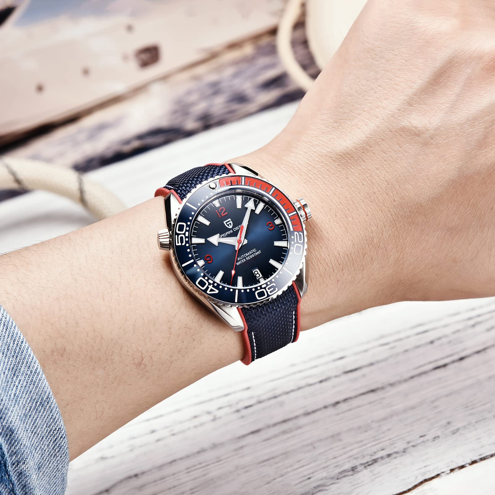 Pagani Design Men's Automatic Mechanical Sports Diving Watch with NH35 Movement - Waterproof Wristwatch for Men | Perfect for Swimming, Diving & Outdoor Adventures