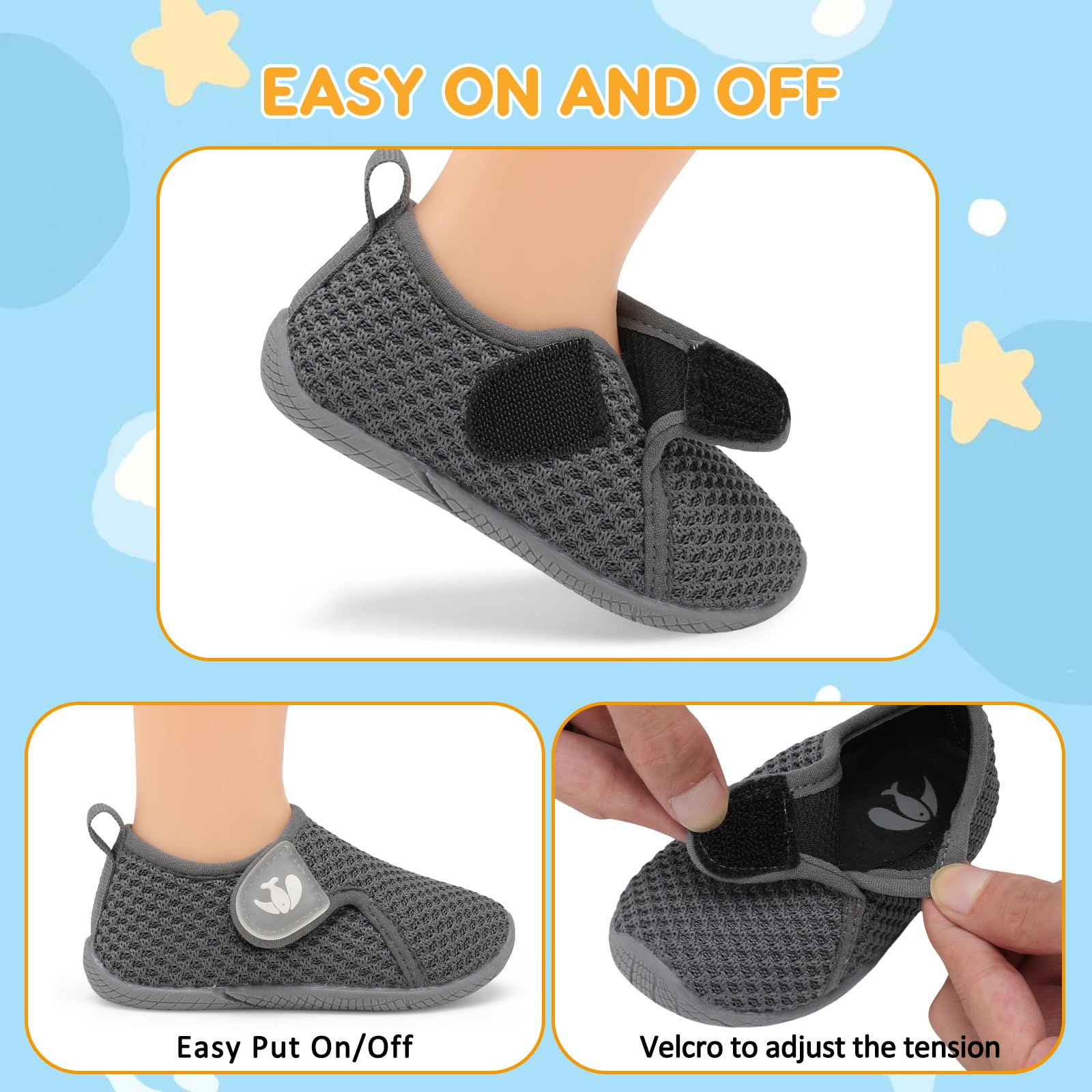 FEETCITY Toddler Slip-On Walking Shoes - Lightweight Barefoot Sneakers for Boys & Girls - Kids Sports & Casual School Shoes - Perfect for Playground, School & Everyday Wear