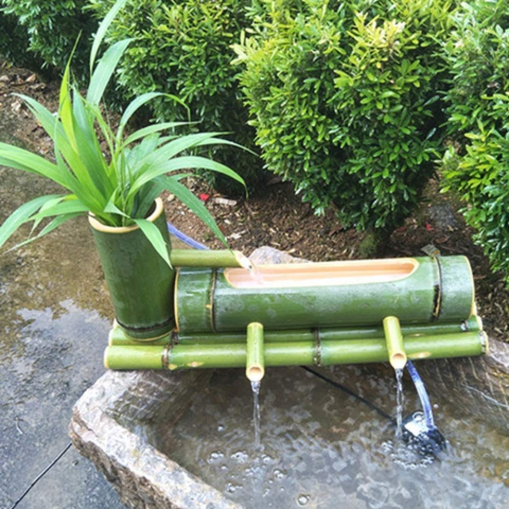 Handmade Japanese Bamboo Garden Water Fountain - 45cm Length, Asian Style Indoor Outdoor Pond Decor for Zen Garden, Patio, Backyard Relaxation