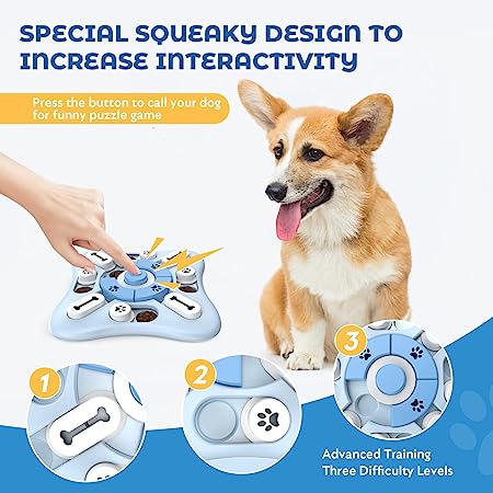 Interactive Dog Puzzle Toy for Mental Stimulation - Blue Square Shape - Perfect for Boredom Busters & Training Treats