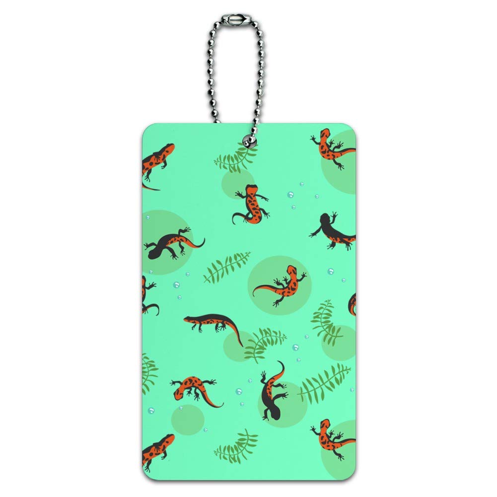 Fire Belly Newts Swimming Pattern Luggage Tag - Waterproof Suitcase ID Card Holder for Travel & Carry-On Bags - Perfect for Vacation, Business Trips & Airport Identification
