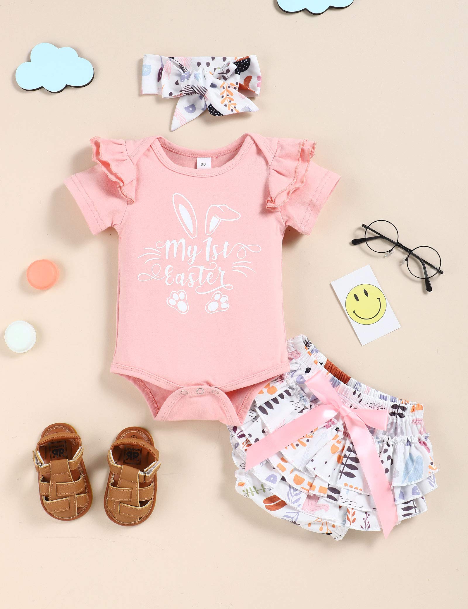 Baby Girl Romper & Shorts Set - Floral Summer Outfits for Easter & Playtime | Cute Toddler Clothes for Outdoor Activities, Birthday Parties & Photo Shoots