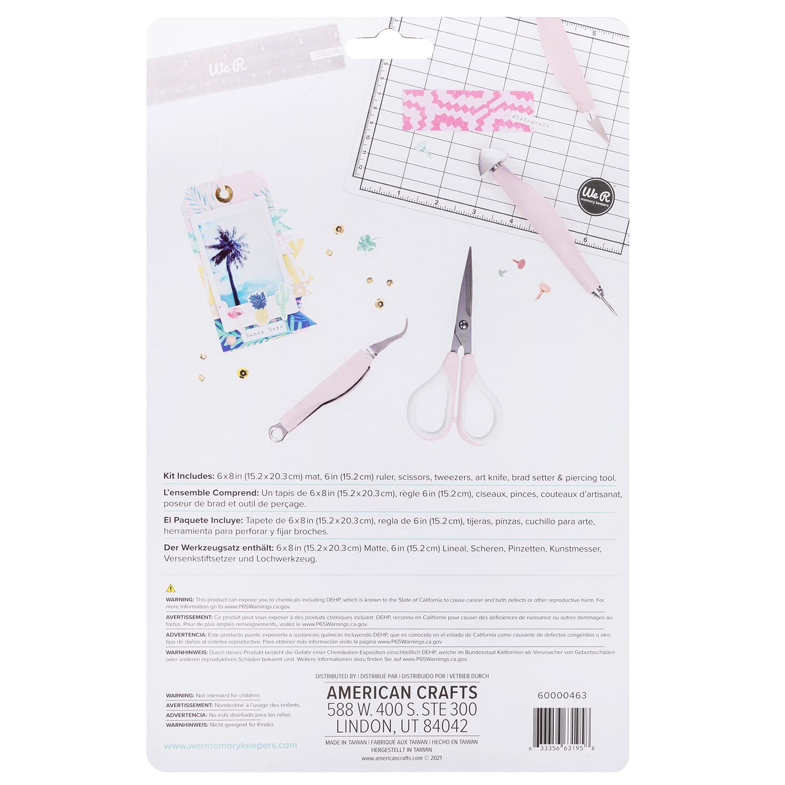 We R Memory Keepers Mini Tool Kit Pink - Includes Cutting Mat, Ruler, Scissors, Craft Knife, Tweezers, Brad Setter & Piercing Tool | Perfect for DIY Crafts, Scrapbooking, Journaling, Card Making & Home Decor Projects
