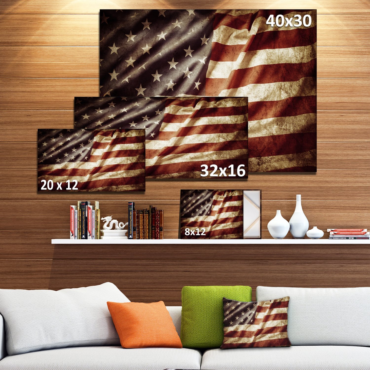 American Flag Contemporary Canvas Art Print - Patriotic Wall Decor for Home, Office & Gifts | USA Flag Painting for Living Room, Bedroom & Office Spaces