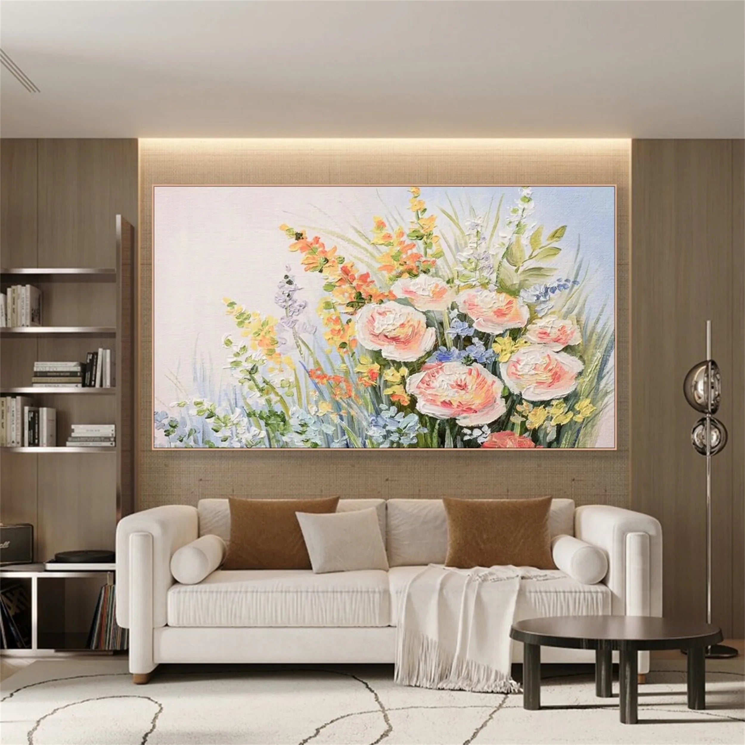 Beautiful Flower and Tree Painting #FT050 - Handmade Canvas Art for Home Decor, Living Room, Bedroom & Office Wall