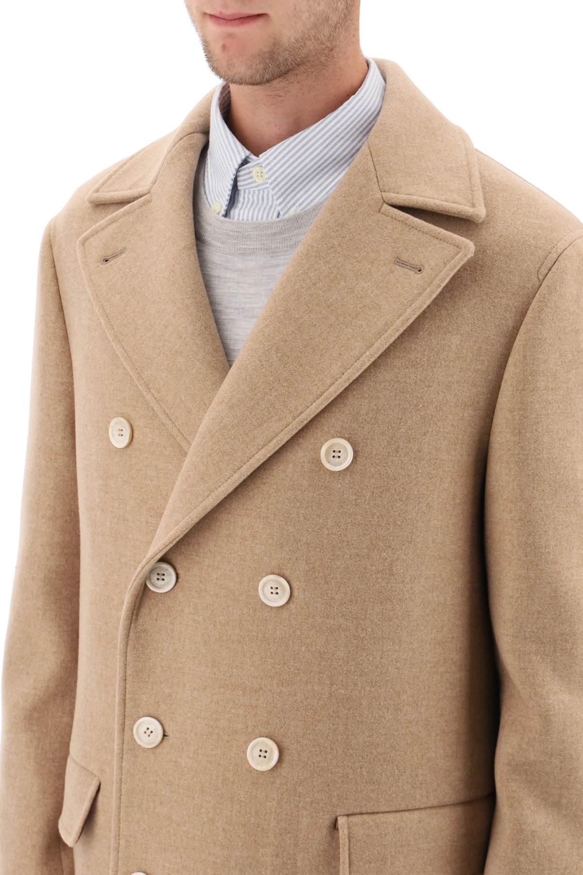 Brunello Cucinelli Double Breasted Wool Cashmere Coat - Luxury Winter Overcoat for Men & Women | Perfect for Business, Office & Formal Occasions
