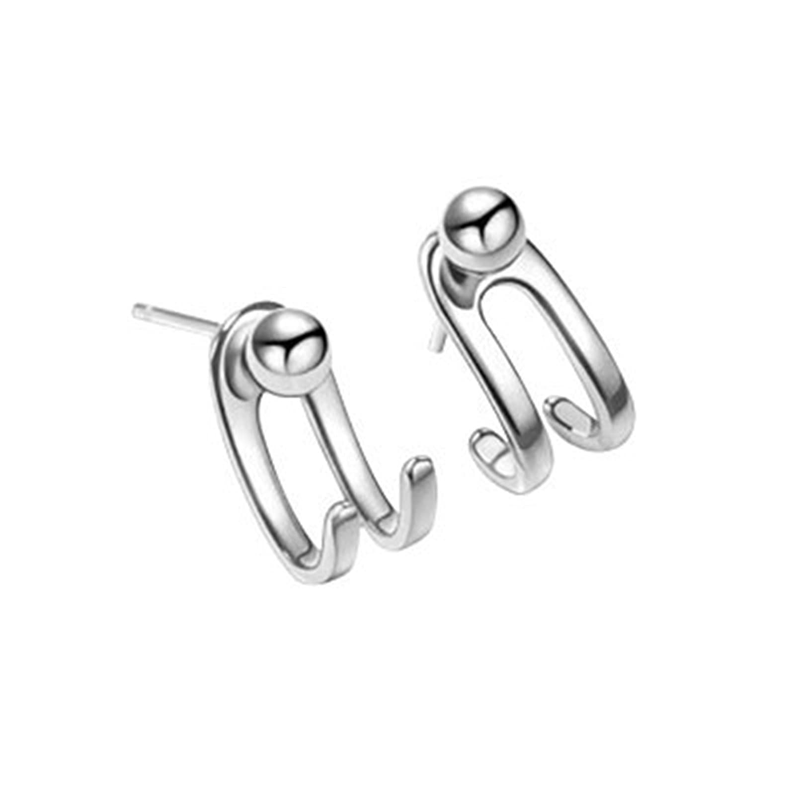 Personalized S925 Sterling Silver Double Thread Hook Earrings - Large Heart Hoop Earrings for Women | Elegant Jewelry Gift for Valentine's Day, Anniversary & Special Occasions