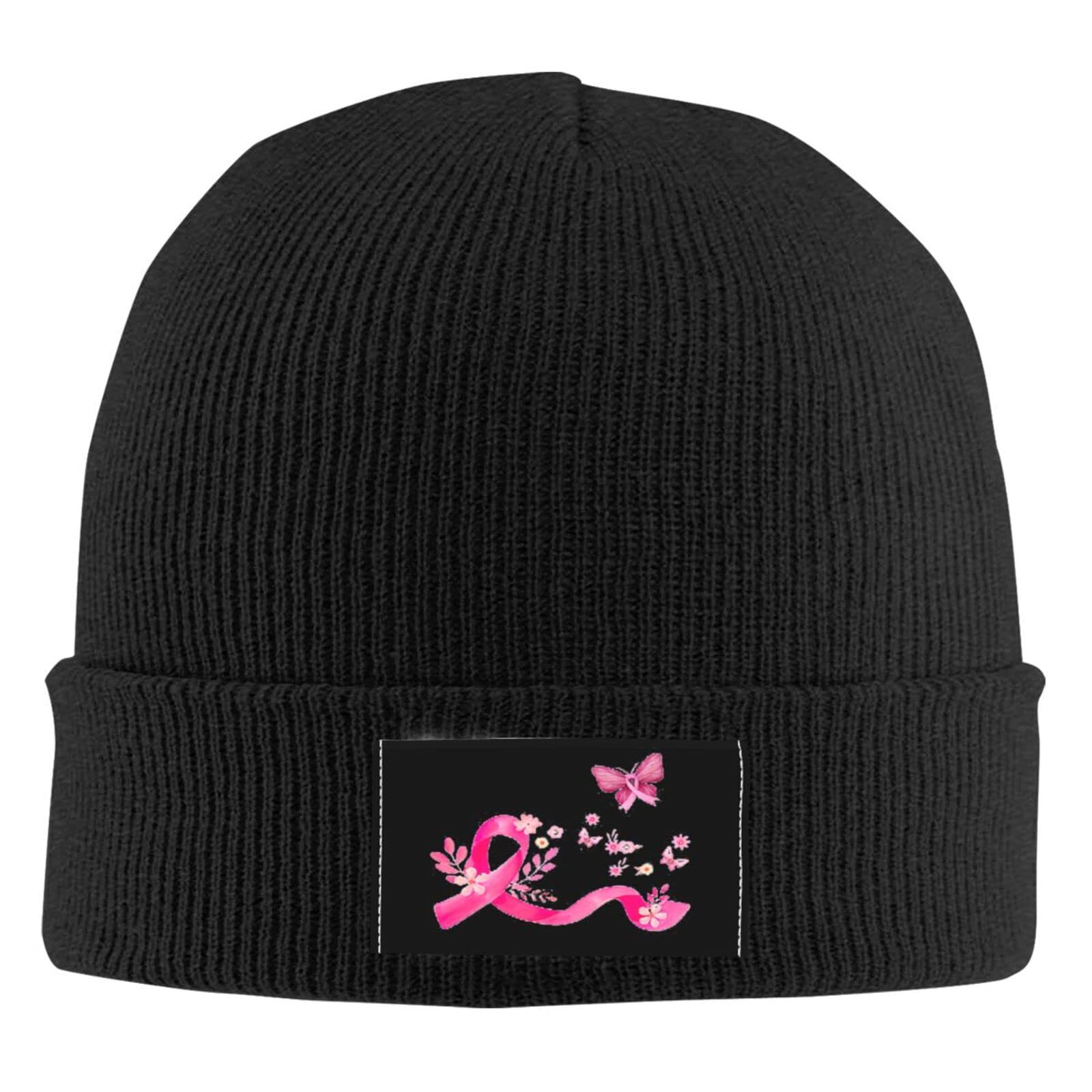 Fight Cancer Awareness Ribbon Beanie - Soft Stretchy Winter Knit Hat for Men & Women - Warm Skull Cap for Outdoor Activities, Skiing & Cold Weather - Support Cancer Awareness with Stylish Unisex Gift