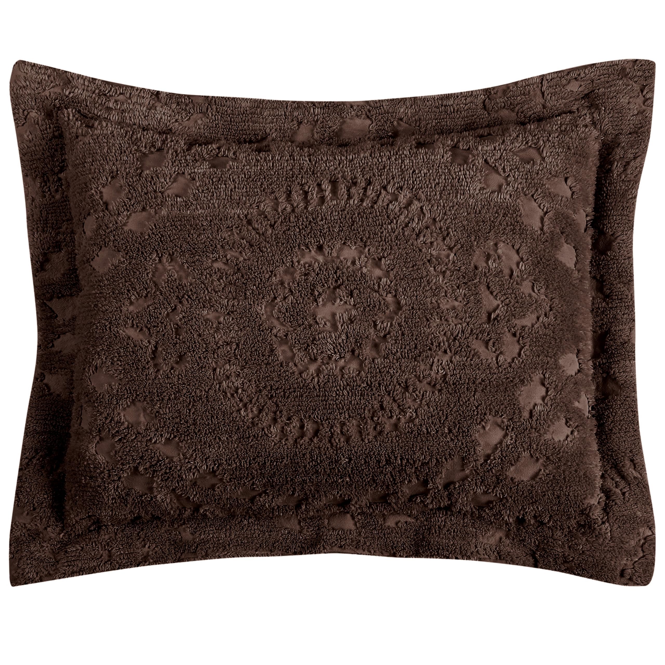 Better Trends Chenille Bedspread Set 3 Pieces - 100% Cotton Full/Double Size Chocolate Brown Medallion Pattern Bedding with 2 Standard Shams | Luxurious Soft Feel, All-Season Comfort, Machine Washable | Perfect for Master Bedroom, Guest Room & Cozy Home Decor (Rio Collection)
