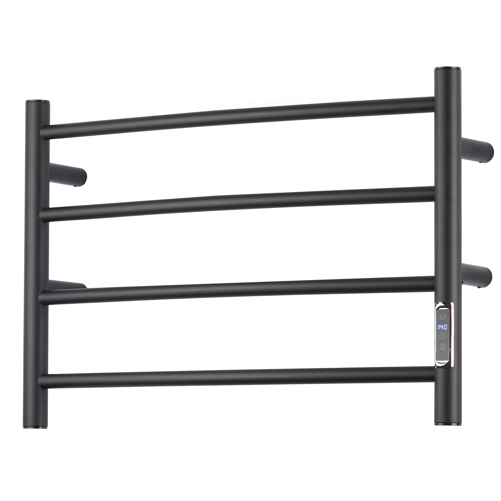 ETW29 Electric Towel Warmer with Built-in Timer - Wall Mounted Bathroom Heated Towel Rack, Plug-in Black - Perfect for Spa, Luxury Bathrooms & Cold Weather Comfort
