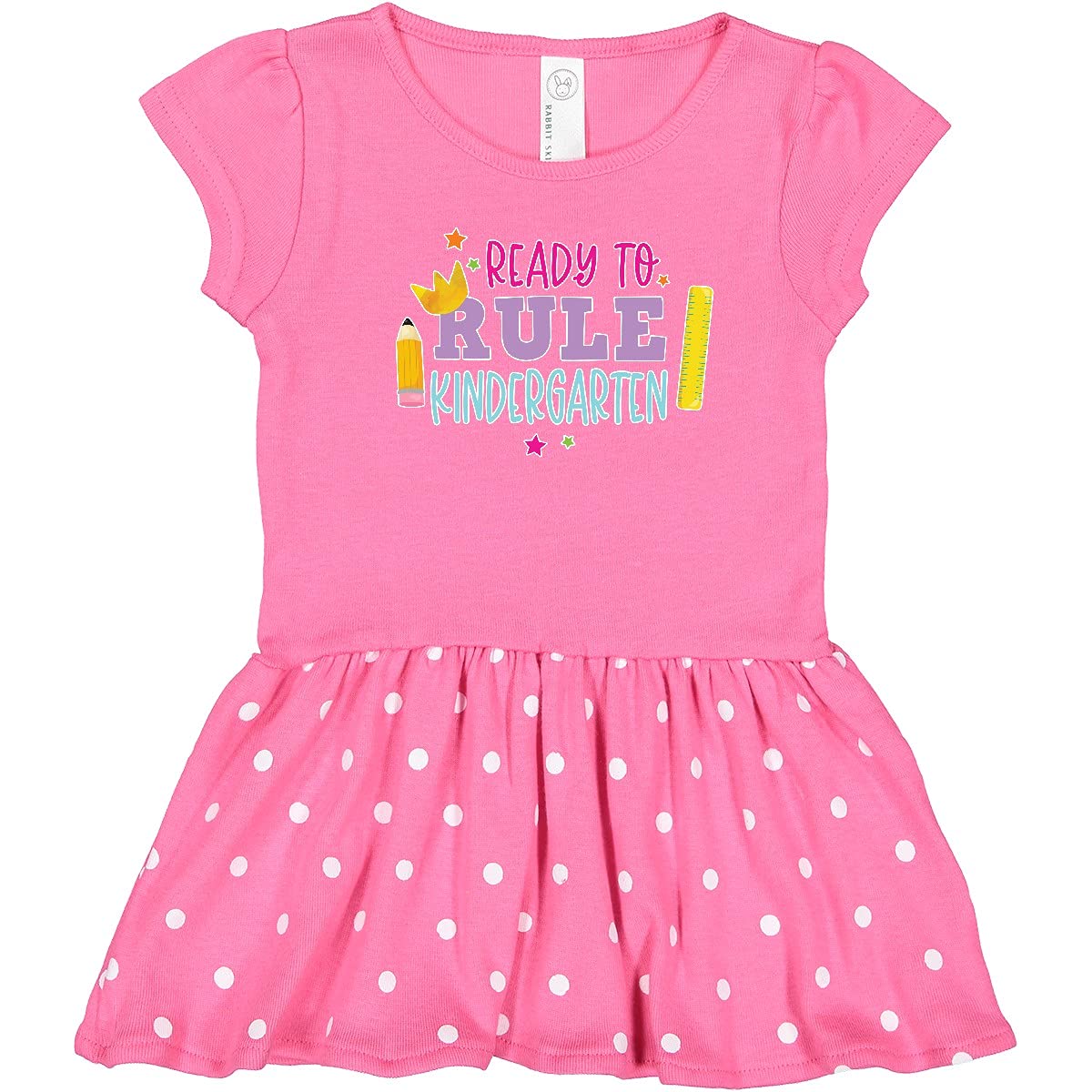 Inktastic Ready to Rule Kindergarten Toddler Dress - Cute Back to School Outfit for Girls, First Day of School, Preschool Graduation & Photo Shoot