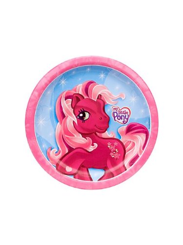 My Little Pony 7-Inch Round Party Cake Dessert Plates - Pink | Birthday Party Supplies for Kids, Baby Shower, Themed Celebrations