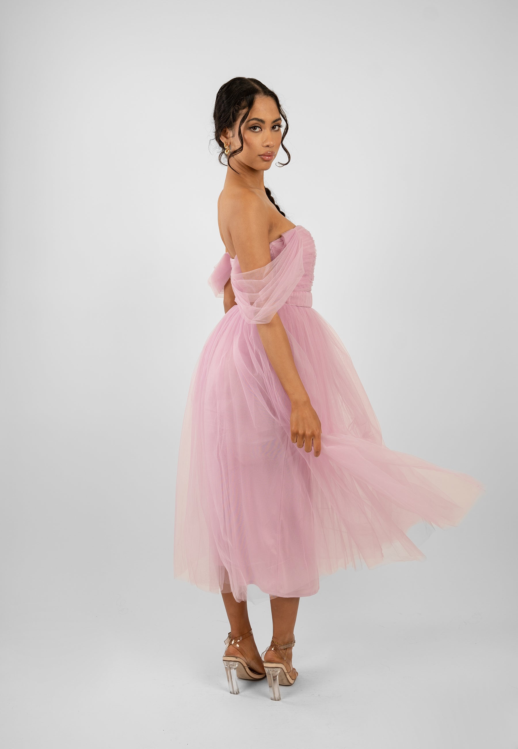 Elegant Pink Tulle Midi Dress for Women | Melbourne-Inspired Party & Wedding Guest Dress | Perfect for Formal Events, Cocktail Parties & Special Occasions