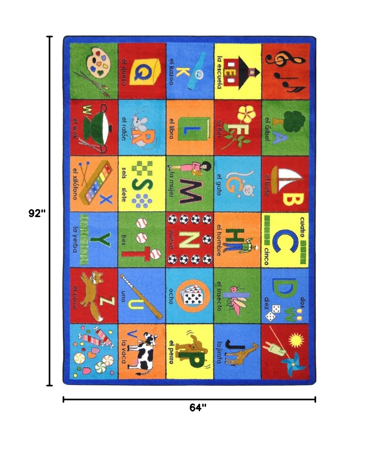Bilingual Educational Phonics Kids Rug - 5'4