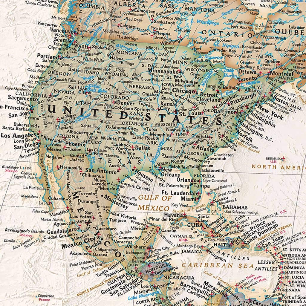 Personalized Extra Large 3-Panel Canvas Executive World Travel Map with Pins - Perfect for Home Office Decor, Travel Enthusiasts & Gift Ideas