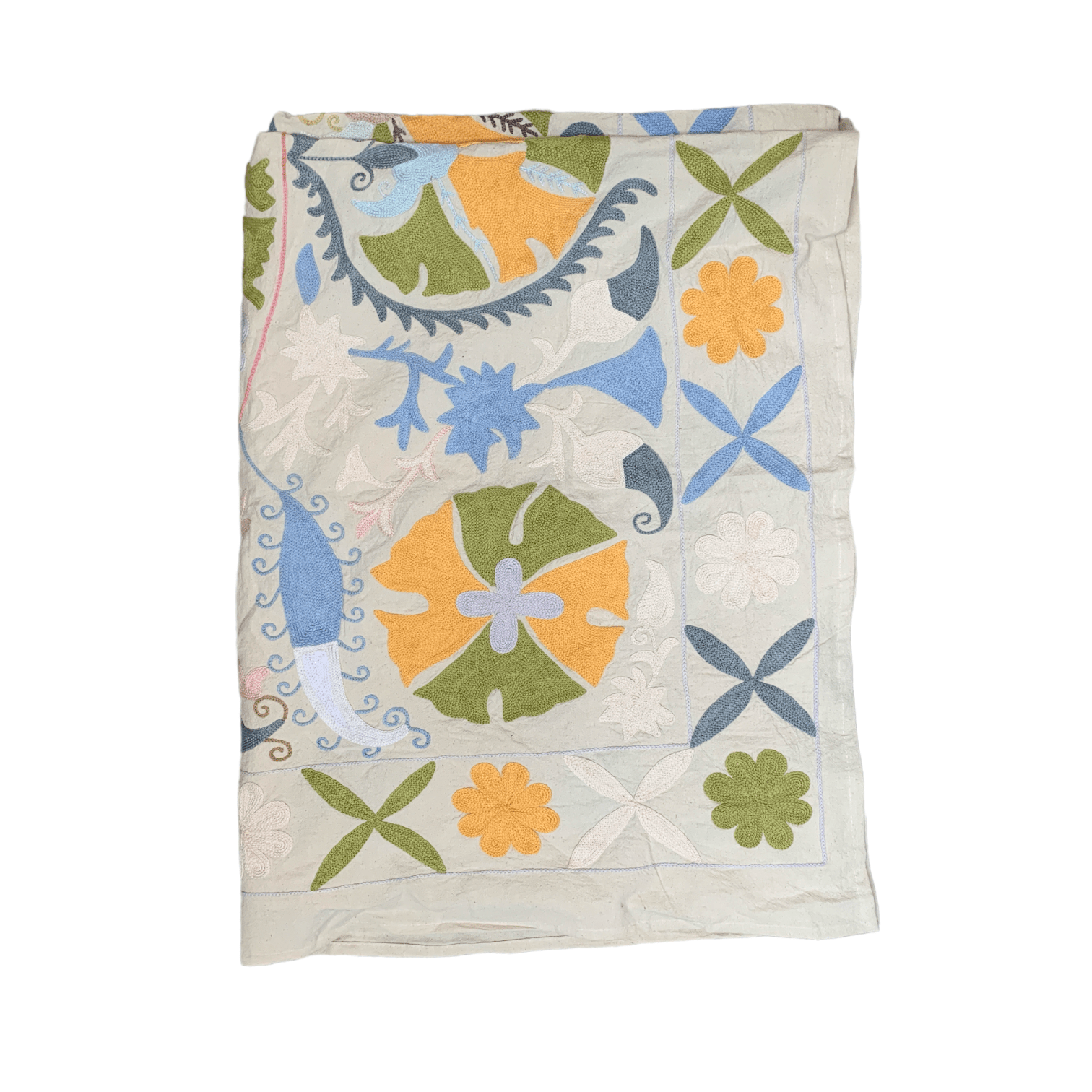 Vintage Suzani Quilt Handmade Cotton Bedspread - Boho Chic Home Decor for Bedroom, Living Room, and Guest House