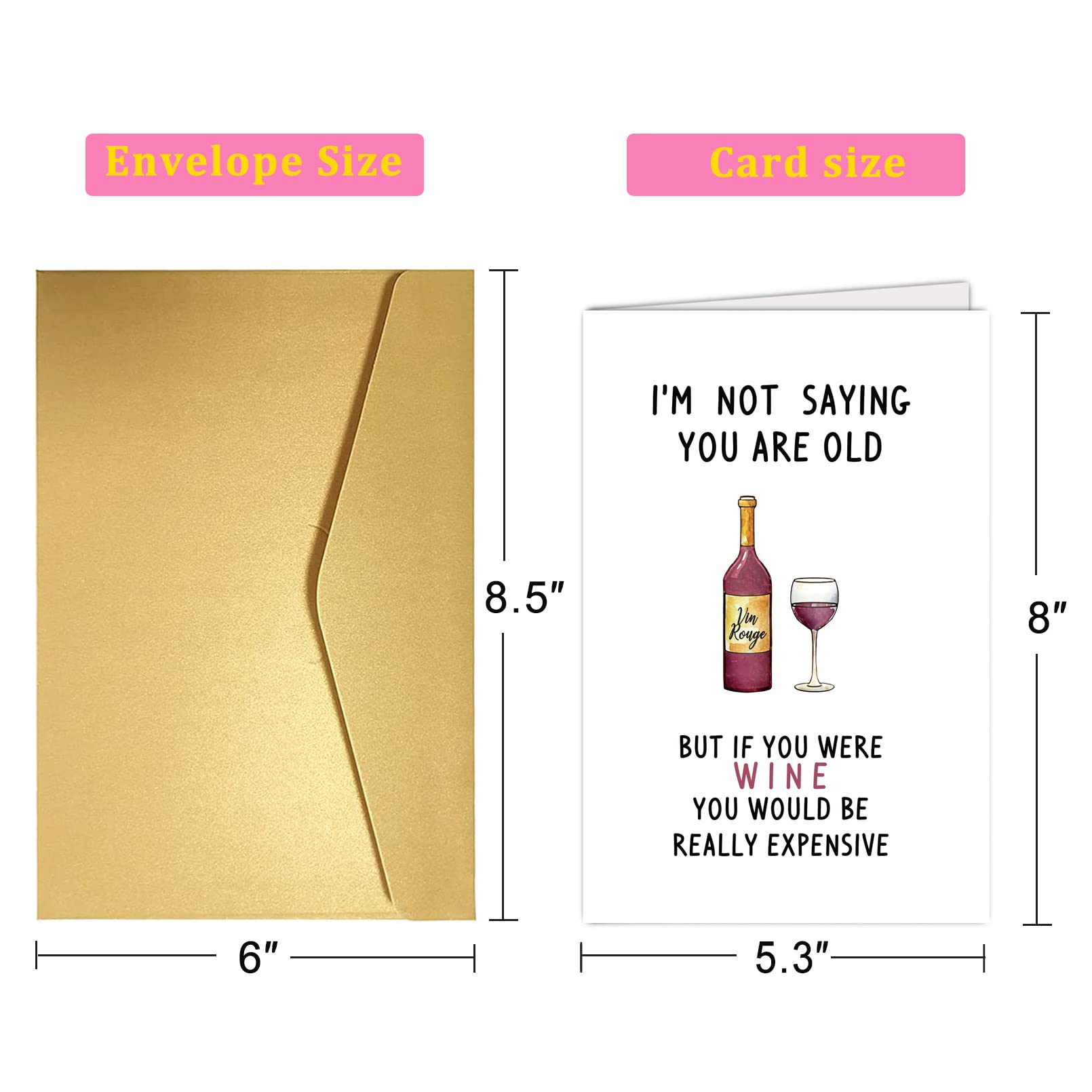 Funny Wine Birthday Cards for Men & Women - 30th 40th 50th 60th 70th Birthday Gifts for Husband Wife Boyfriend - Humorous Greeting Cards for Brother Sister Grandma Grandpa with Stickers & Envelopes - Perfect for Wine Lovers' Celebrations & Party Favors