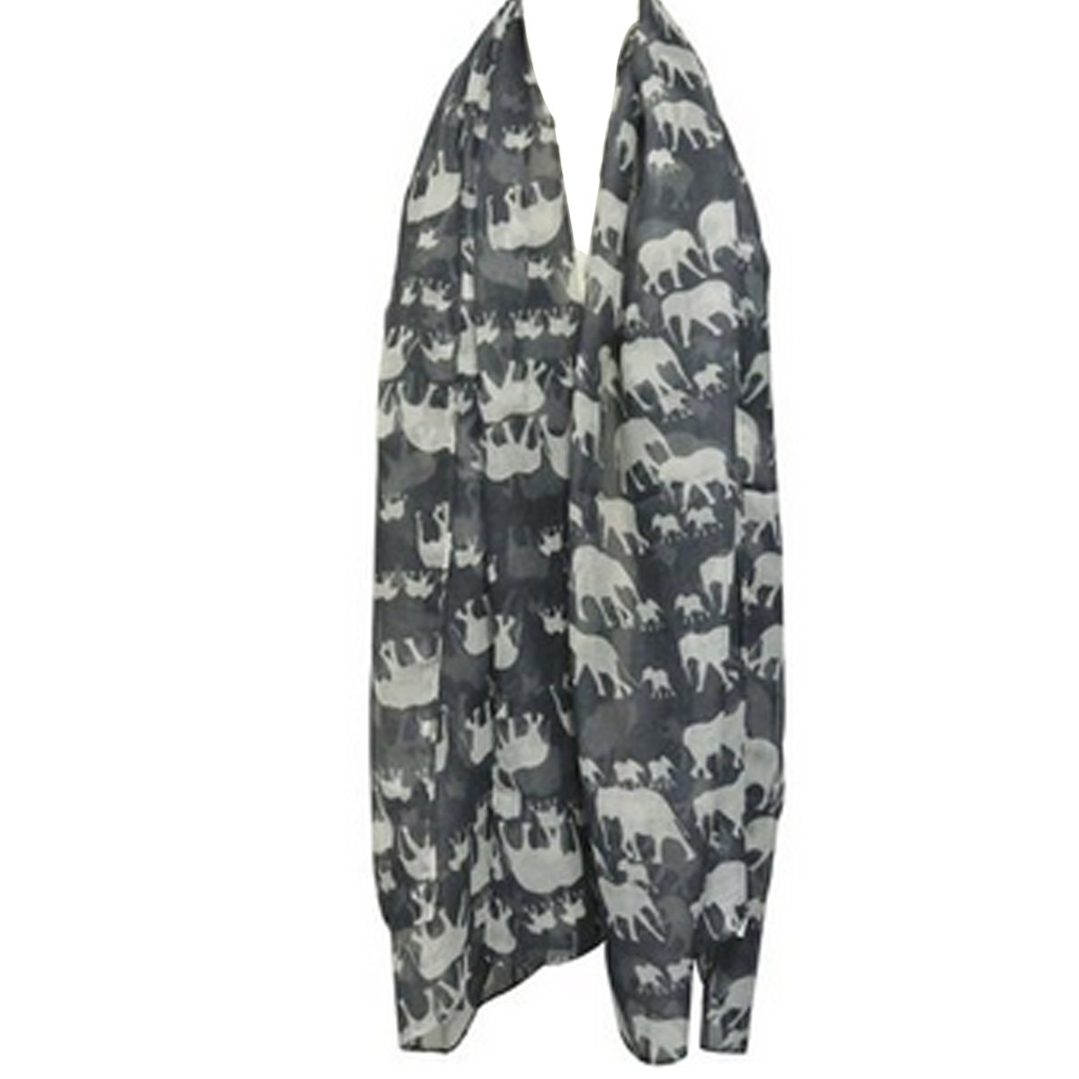 Wrapables Elephant Print Scarf Wrap - Soft Grey Fashion Shawl for Women | Perfect for Winter Warmth, Travel Accessories & Gift Ideas