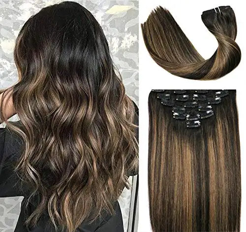 Premium 9A Brazilian Clip-In Human Hair Extensions - 7pcs Double Weft for Instant Volume & Length | Perfect for Weddings, Parties & Everyday Styling