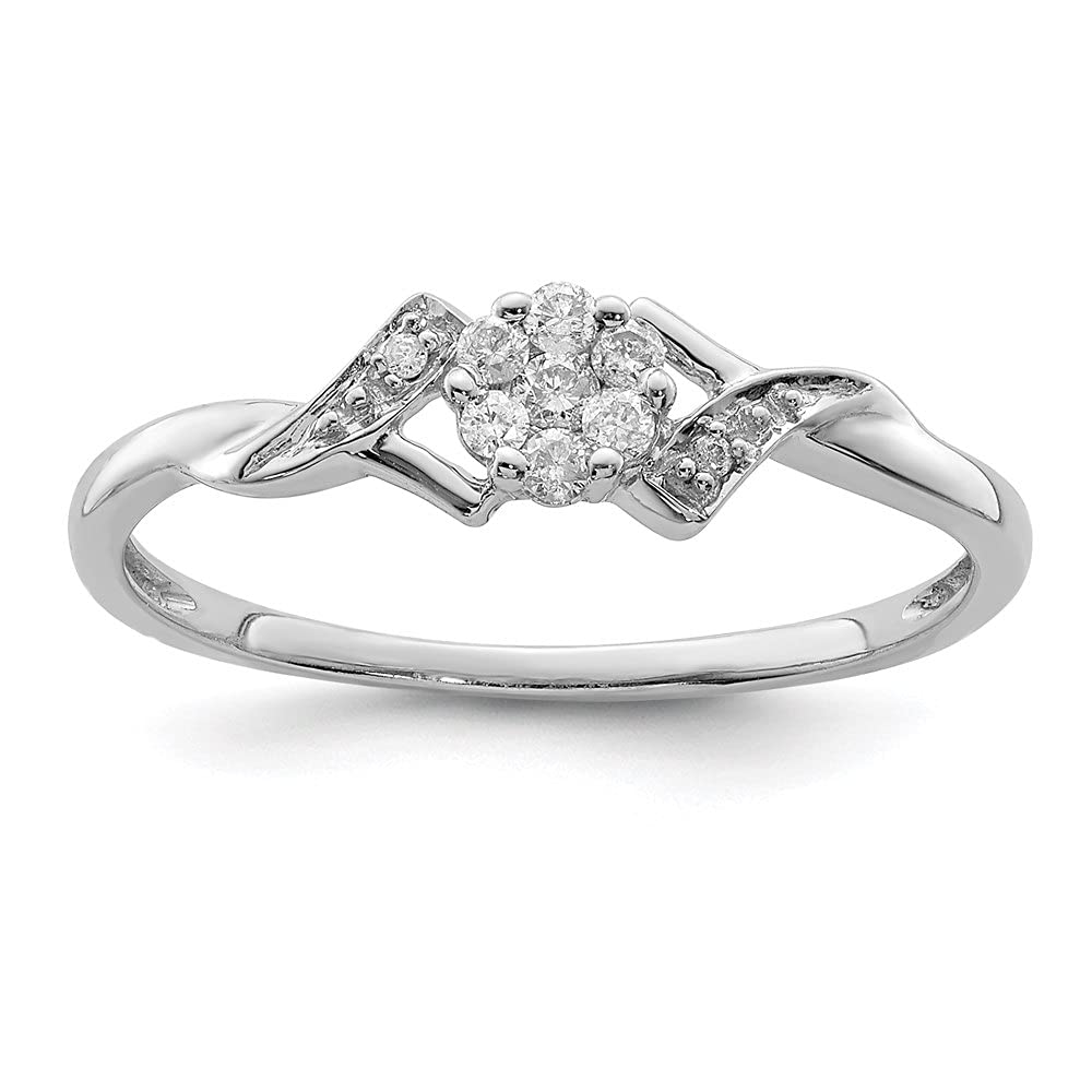 Diamond2Deal 925 Sterling Silver Diamond Engagement Ring for Women - 0.12ct Round Cut Solitaire Wedding Band, Promise Ring, Anniversary Gift for Her - Perfect for Proposals, Bridal Jewelry & Special Occasions