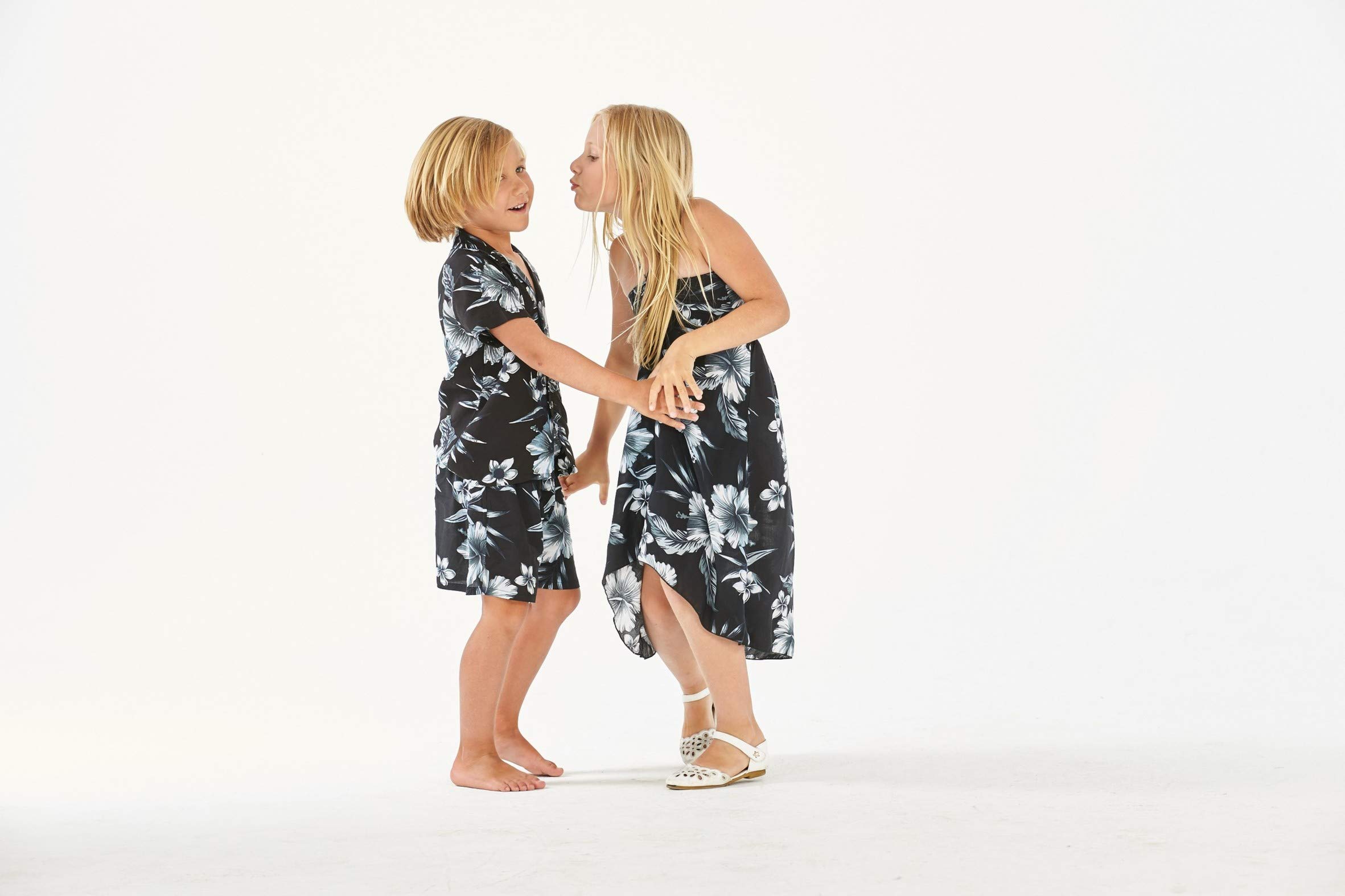**Matching Hawaiian Luau Outfits for Siblings - Boys & Girls Tropical Shirts & Dresses in Various Patterns - Perfect for Family Vacations, Beach Parties & Themed Events**