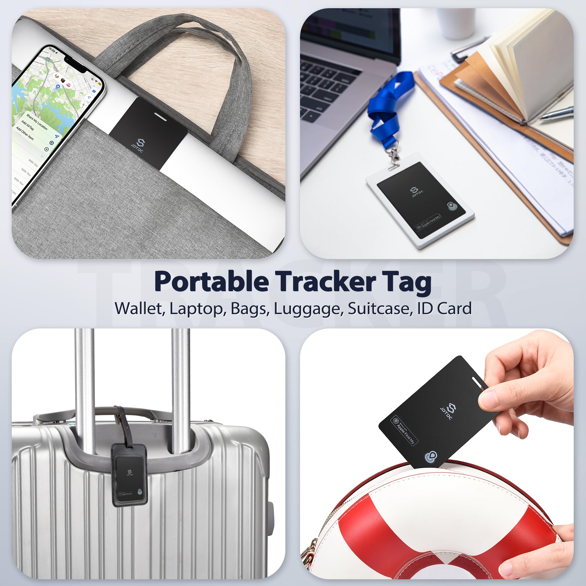 JSL JDTDC MFi Certified Wallet Tracker Card - Works with Apple Find My (iOS) | Slim Item Finder for Passport, Luggage, Keys & Wallet | IP68 Waterproof | 3-Year Battery Life (1 Pack) | Perfect for Travel, Daily Use & Anti-Loss Protection