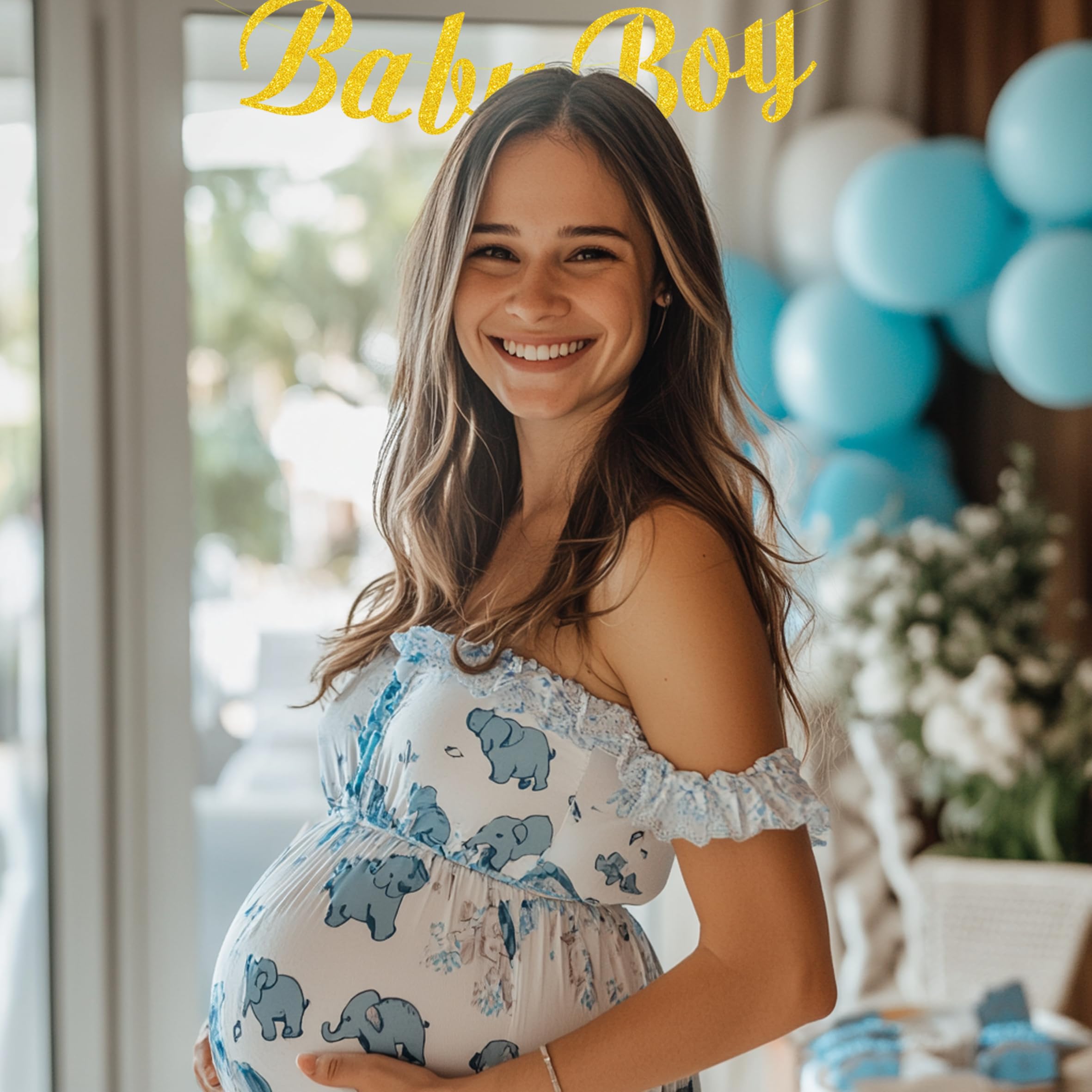 Blue Elephant Baby Shower Decorations for Boys - Complete Party Set with Backdrop Banner, Balloon Arch Kit, Cake & Cupcake Toppers - Perfect for It's a Boy Themed Showers, Gender Reveals & Nursery Decor