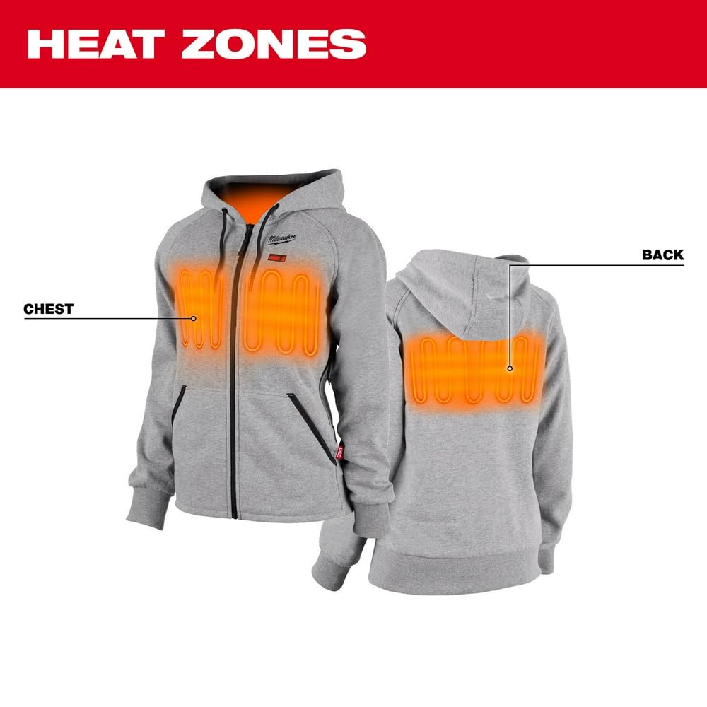 Milwaukee 336G-21L M12 Gray Heat Women's Hoodie - Warm Workwear for Construction & Outdoor Jobs