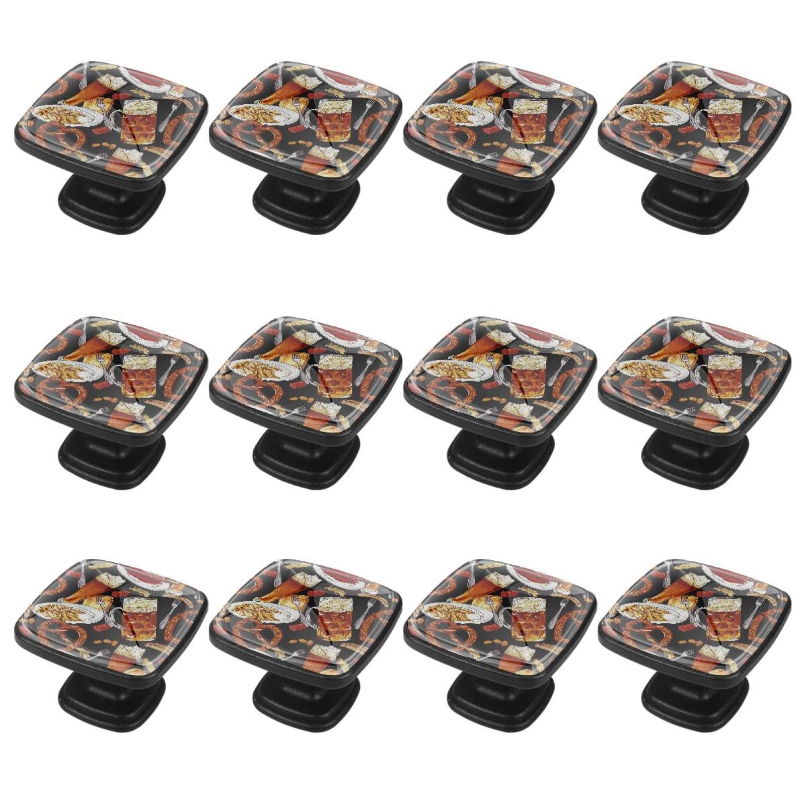 12Pcs Cabinet Handles & Knobs - Premium Drawer Pulls for Dressers, Kitchen Cabinets & Furniture - Durable Beer Pretzel Food-Themed Hardware (Perfect for Home Renovation & DIY Projects)