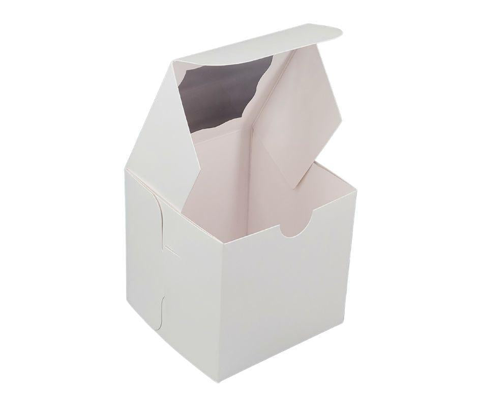 EB 5279A White 4x4x4 Single Cupcake Box with Clear Window - Perfect for Bakery Treats, Party Favors & Gift Packaging