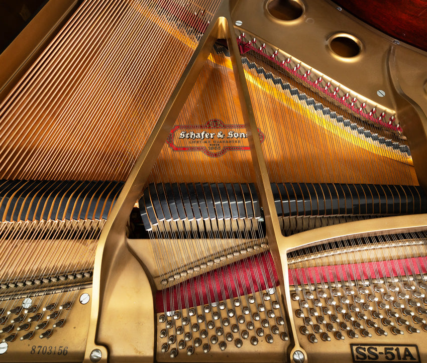 1987 Schafer & Sons SS 51A Grand Piano - Mahogany Polish Finish | Used Vintage Piano with Serial Number 8703156 | Perfect for Home, Studio & Concert Hall Performances