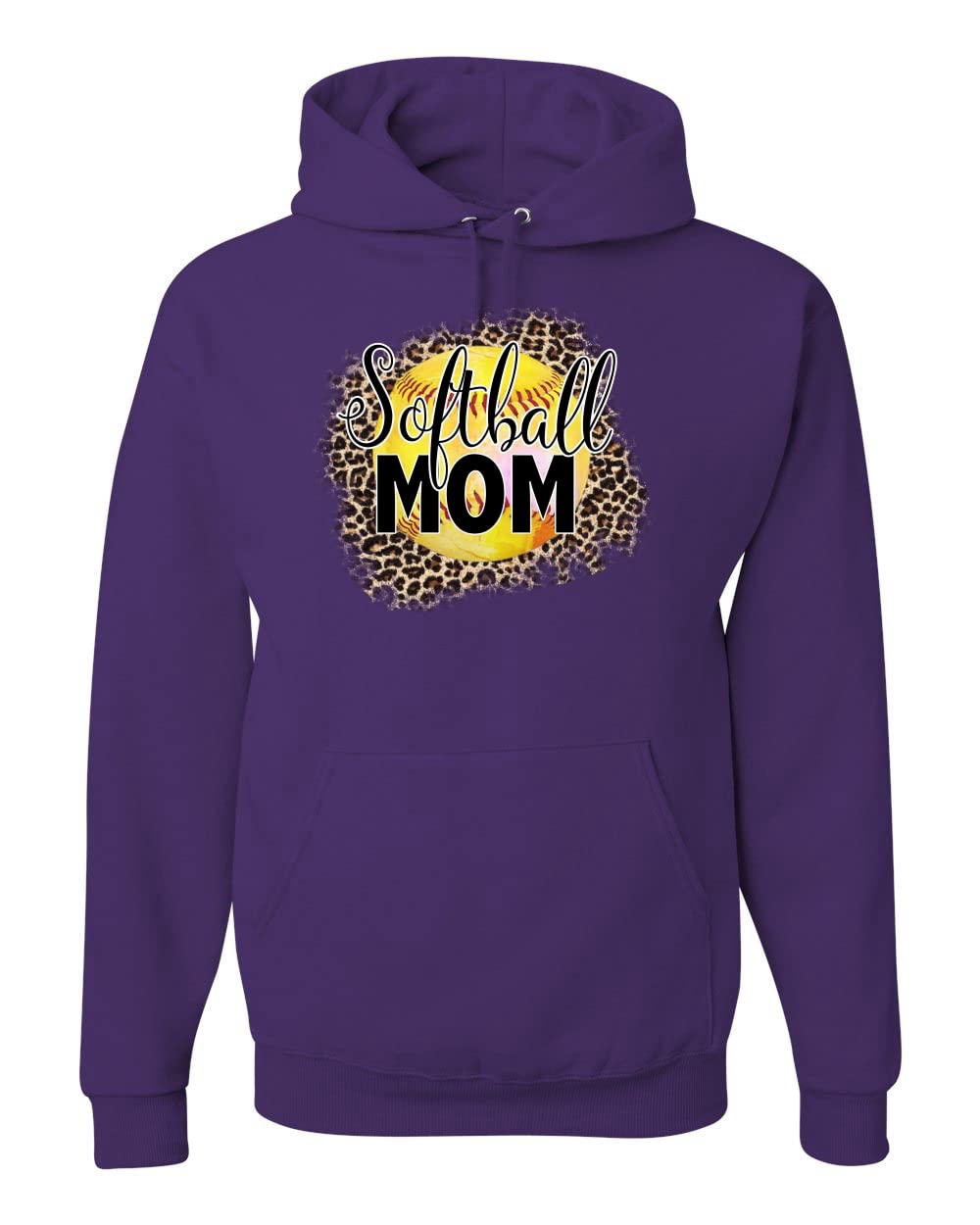 Wild Bobby Softball Mom Animal Print Graphic Hoodie - Unisex Sports Sweatshirt for Women & Girls - Perfect for Baseball Games, Team Spirit & Casual Wear